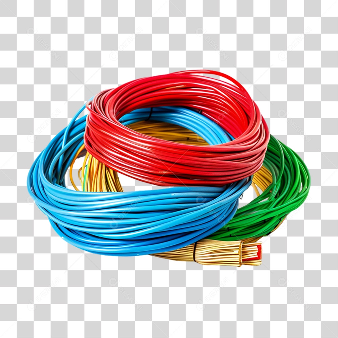 Elemento 3D Cabos de Energia PNG Transparente