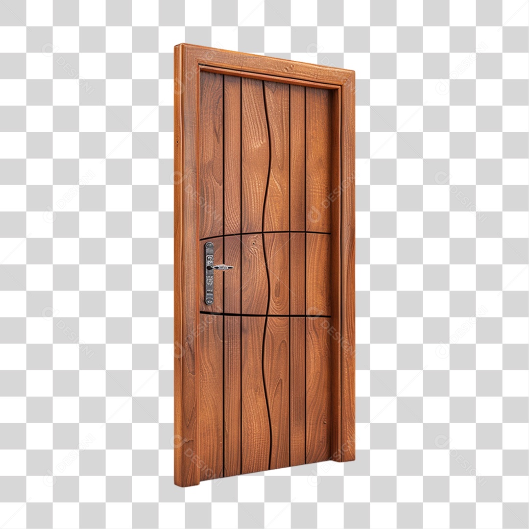 Elemento 3D Porta de Madeira PNG Transparente