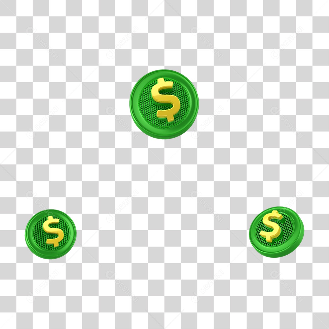 Elemento 3D Cifrão PNG Transparente