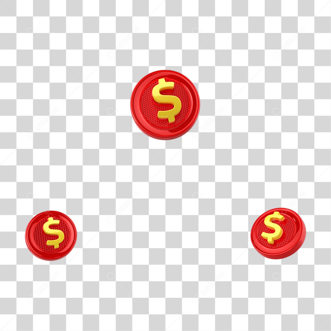 Elemento 3D Cifrão PNG Transparente