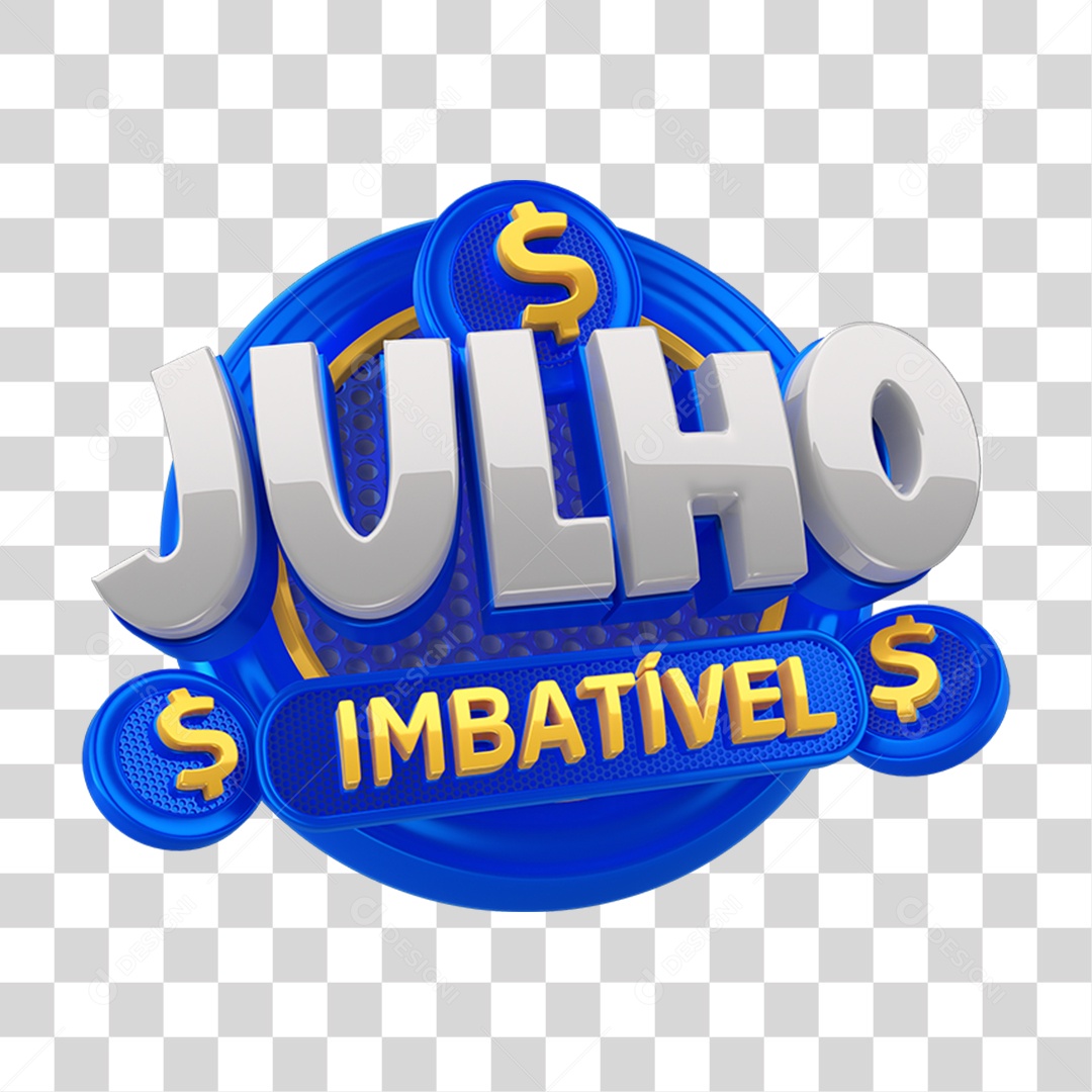 Selo 3D Julho Imbatível PNG Transparente
