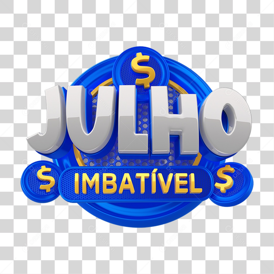 Selo 3D Julho Imbatível PNG Transparente