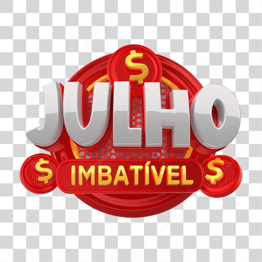 Selo 3D Julho Imbatível PNG Transparente