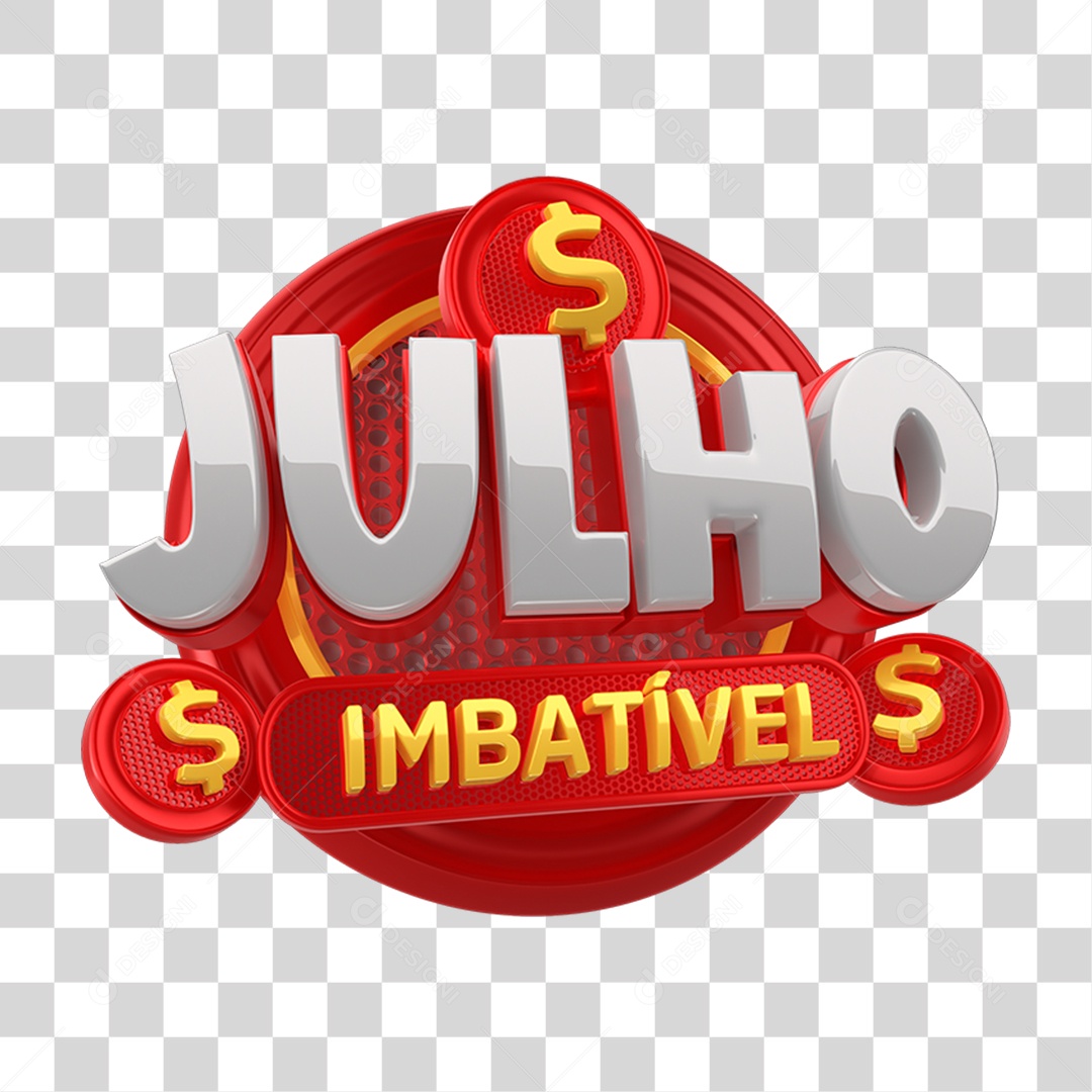 Selo 3D Julho Imbatível PNG Transparente
