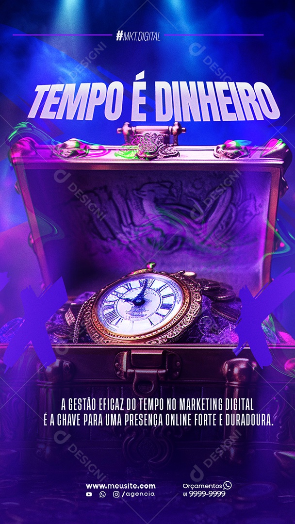 Story Marketing Digital Tempo é Dinheiro a Gestão Eficaz Social Media PSD Editável