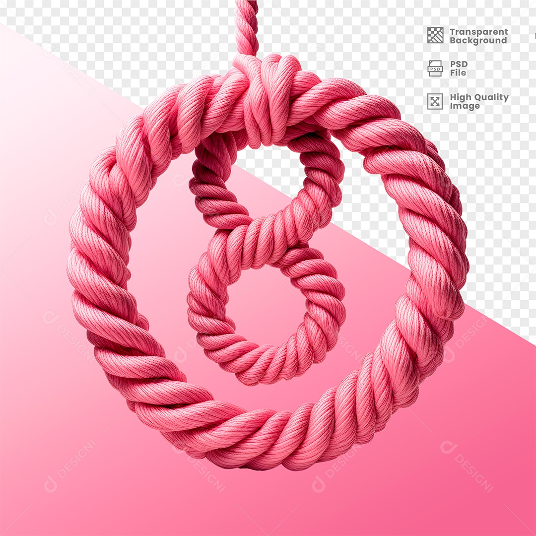 Número 8 Rosa com Cordas Elemento 3D para Composição PSD