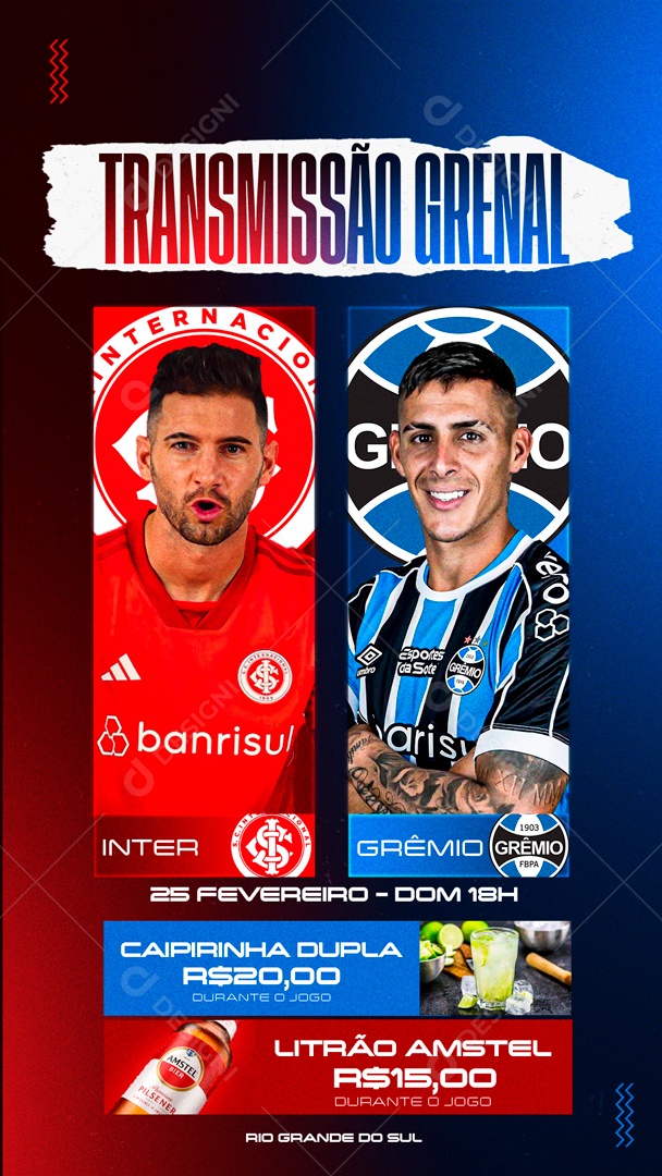 Story Futebol Internacional X Grêmio Social Media PSD Editável