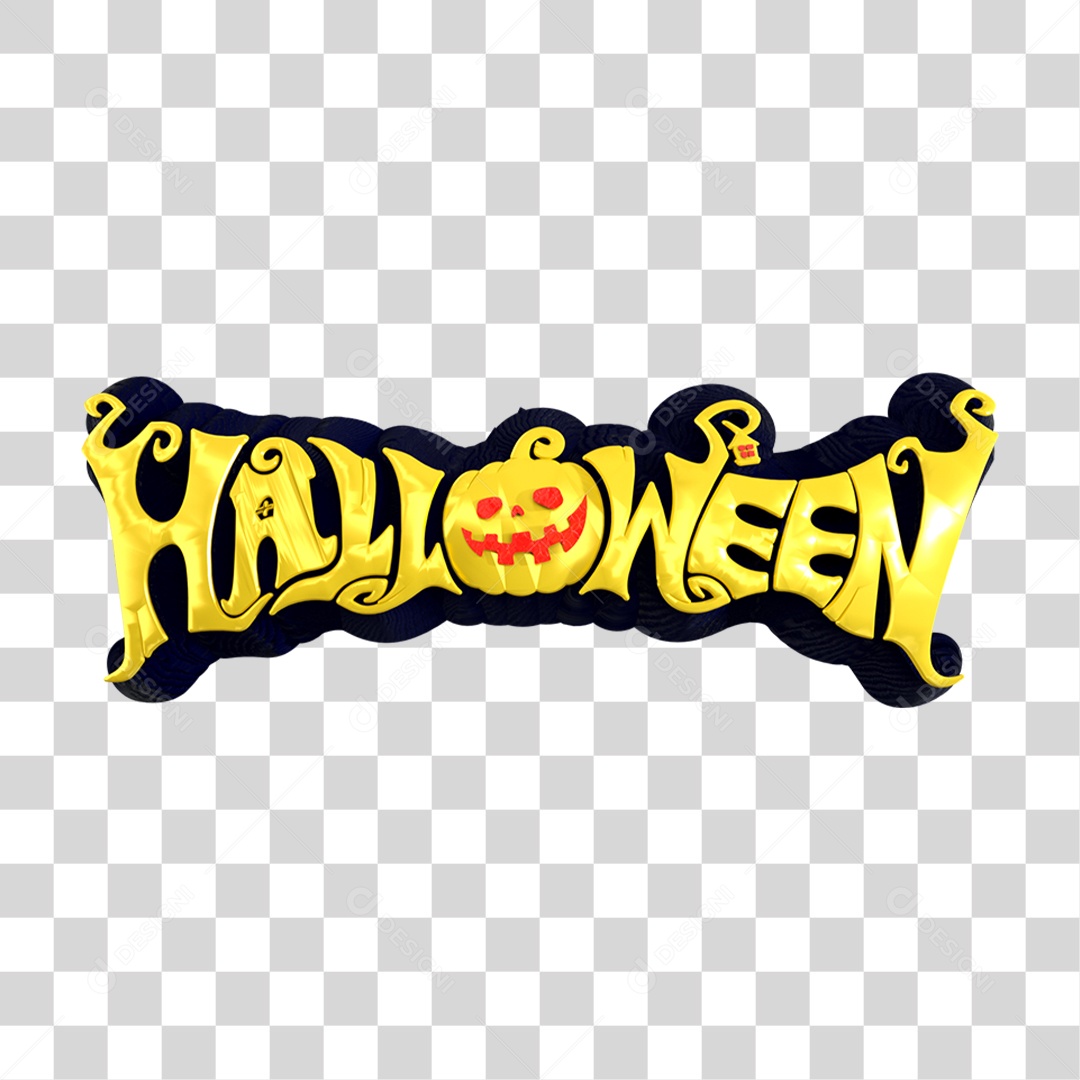 Selo3D de Texto Halloween PNG Transparente
