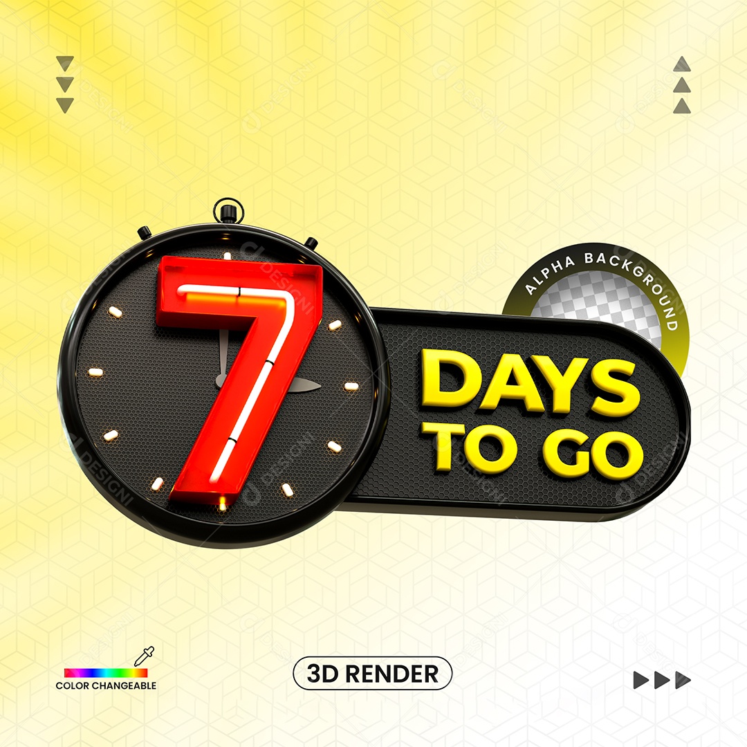 Número 3D 7 com LED Vermelho para Composição PSD