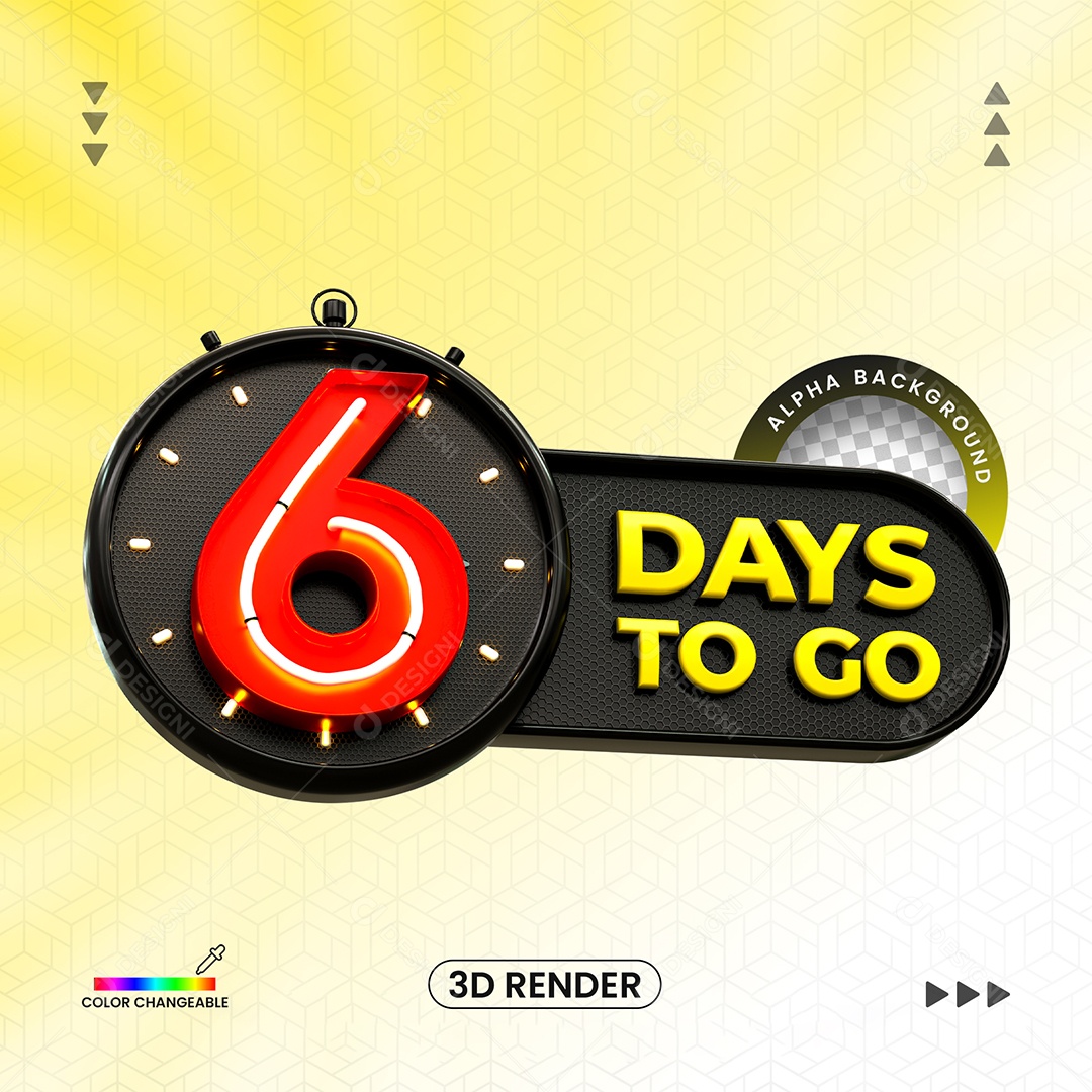 Número 3D 6 com LED Vermelho para Composição PSD