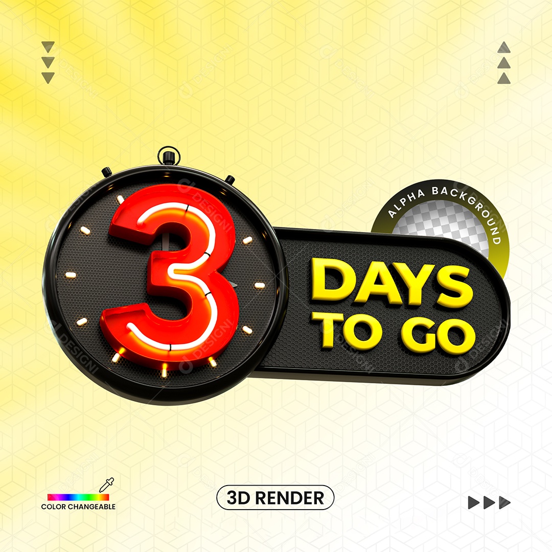 Número 3D 3 com LED Vermelho para Composição PSD