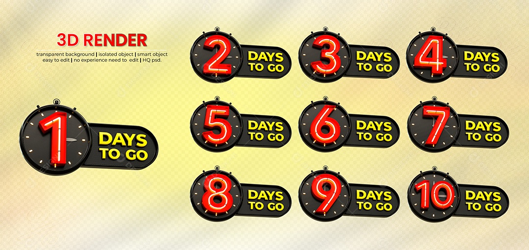 Número 3D com LED para Composição PSD