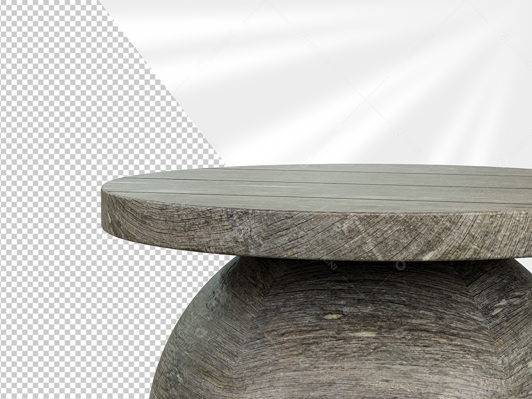 Tampo de Mesa de Madeira Elemento 3D Cinza para Composição PSD
