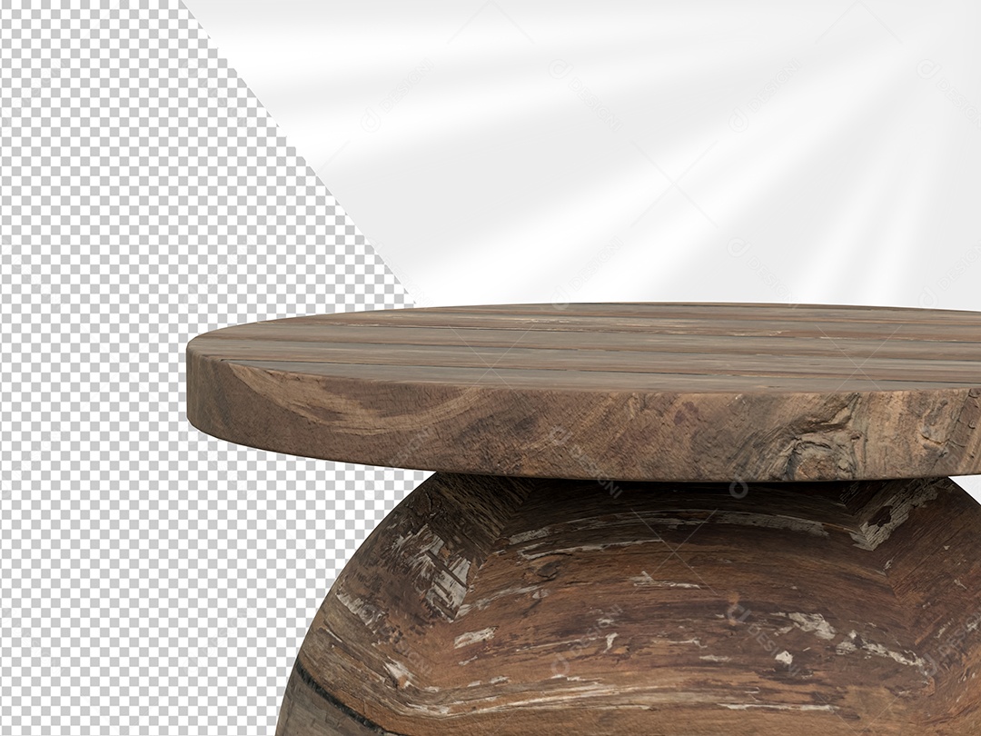 Tampo de Mesa Base de Madeira Elemento 3D Marron para Composição PSD