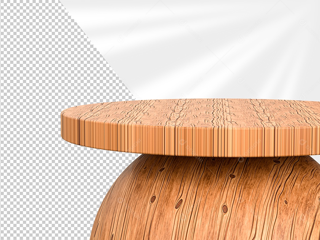 Tampo de Mesa de Madeira Clara Elemento 3D para Composição PSD