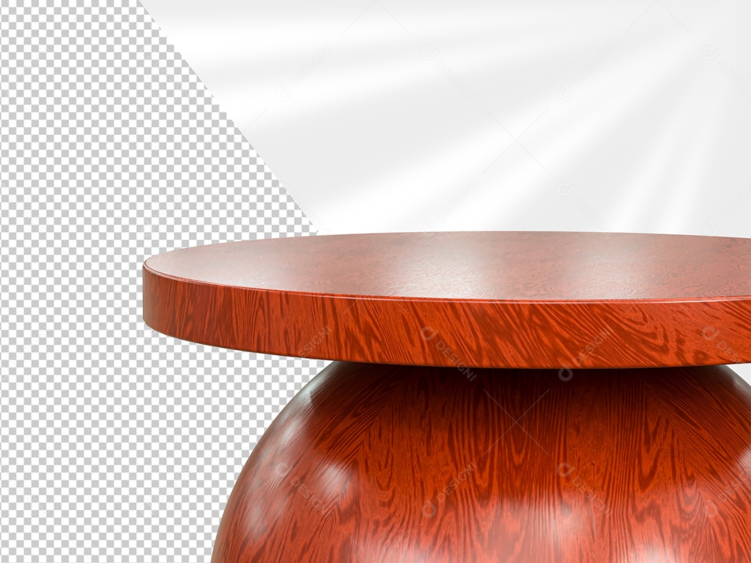 Tampo de Mesa de Madeira Avermelhada Elemento 3D para Composição PSD