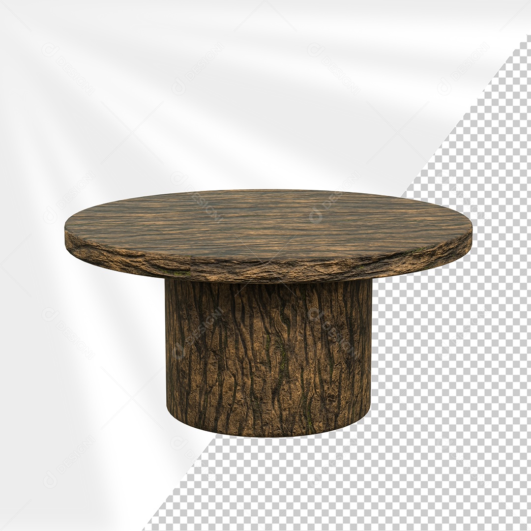Mesa Redonda de Madeira Elemento 3D para Composição PSD