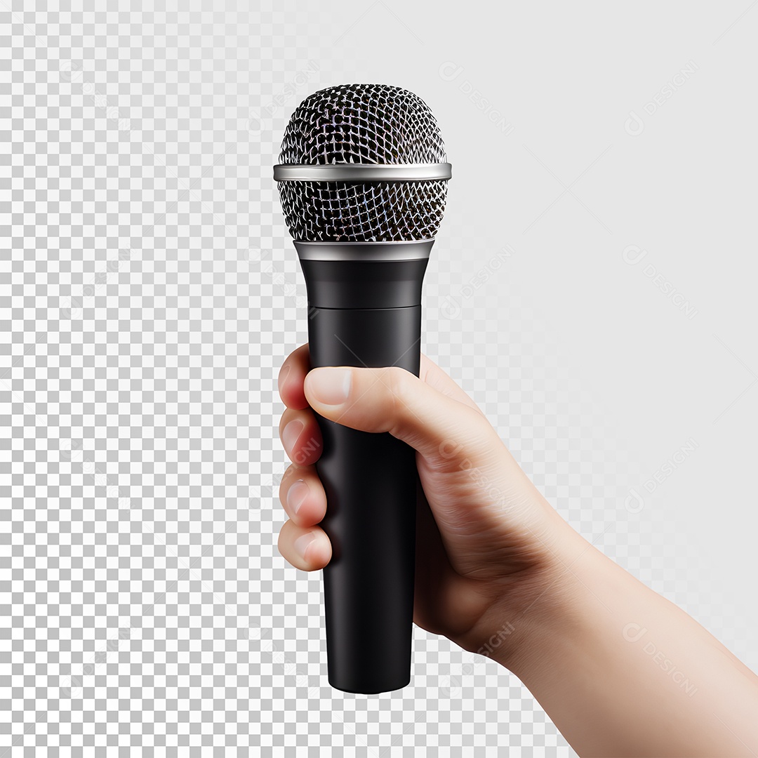 Mão Segurando Microfone PSD