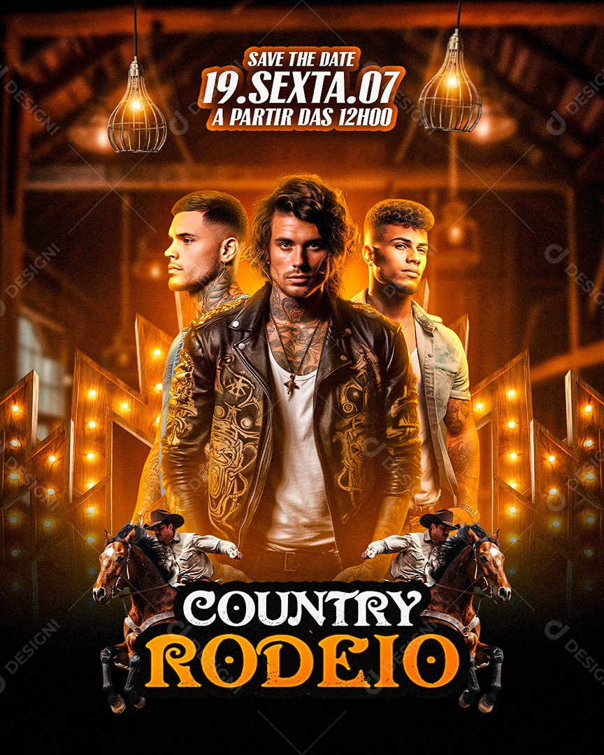 Flyer Country Rodeio Social Media PSD Editável