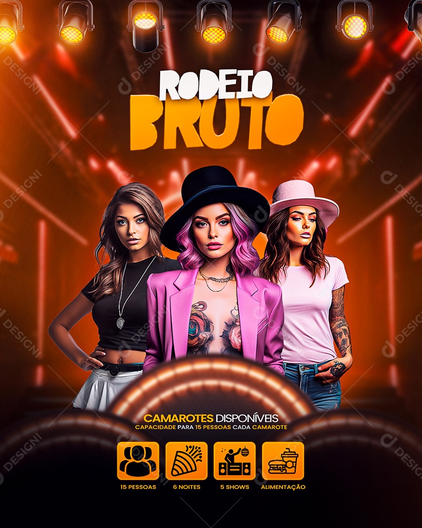 Flyer Rodeio Bruto Social Media PSD Editável