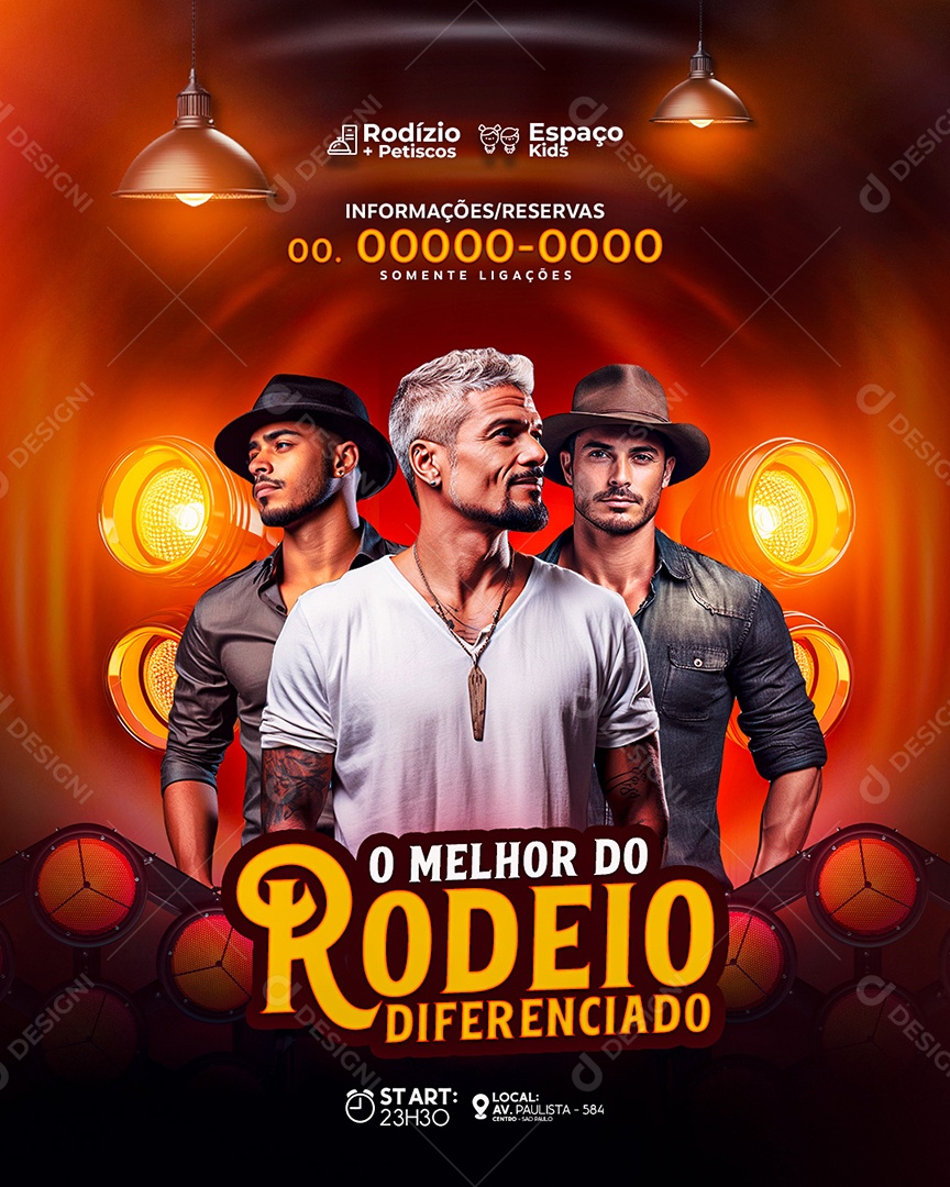 Flyer O Melhor do Rodeio Diferenciado Social Media PSD Editável