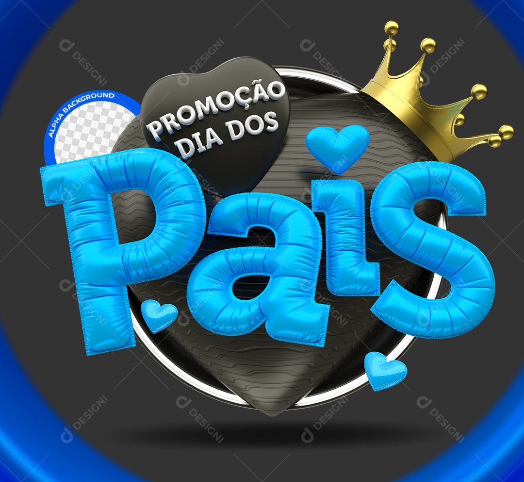 Selo 3D Promoção Dia dos Pais Preto e Amarelo para Composição PSD