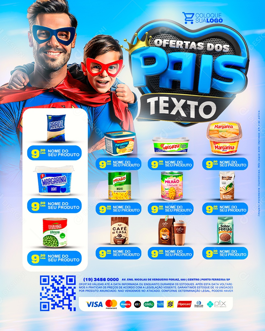 Tabloide Supermercado Ofertas dos Pais Produtos Social Media PSD Editável