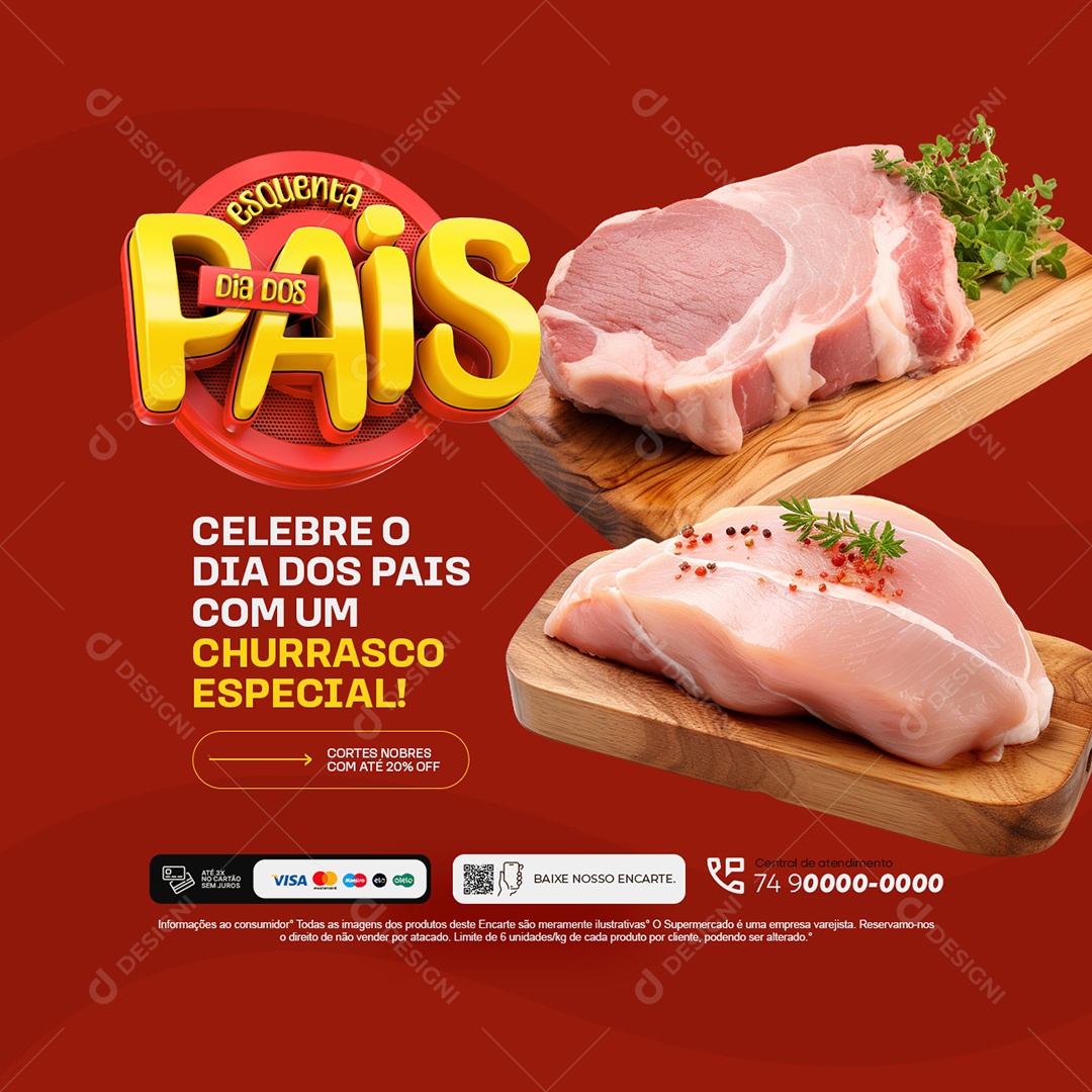 Açougue Esquenta Dia dos Pais Celebre Carne Social Media PSD Editável