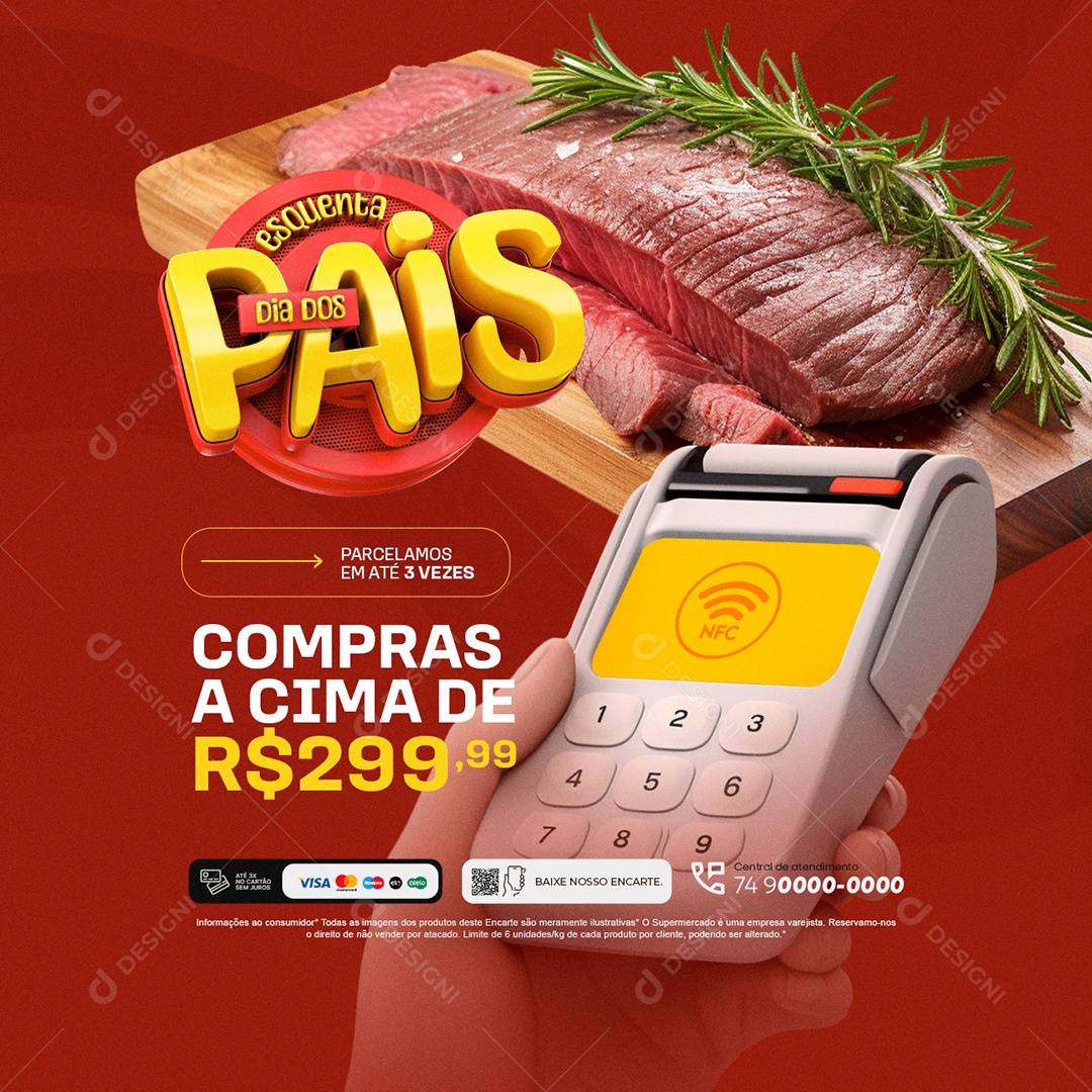 Açougue Esquenta Dia dos Pais Compras a Cima Social Media PSD Editável