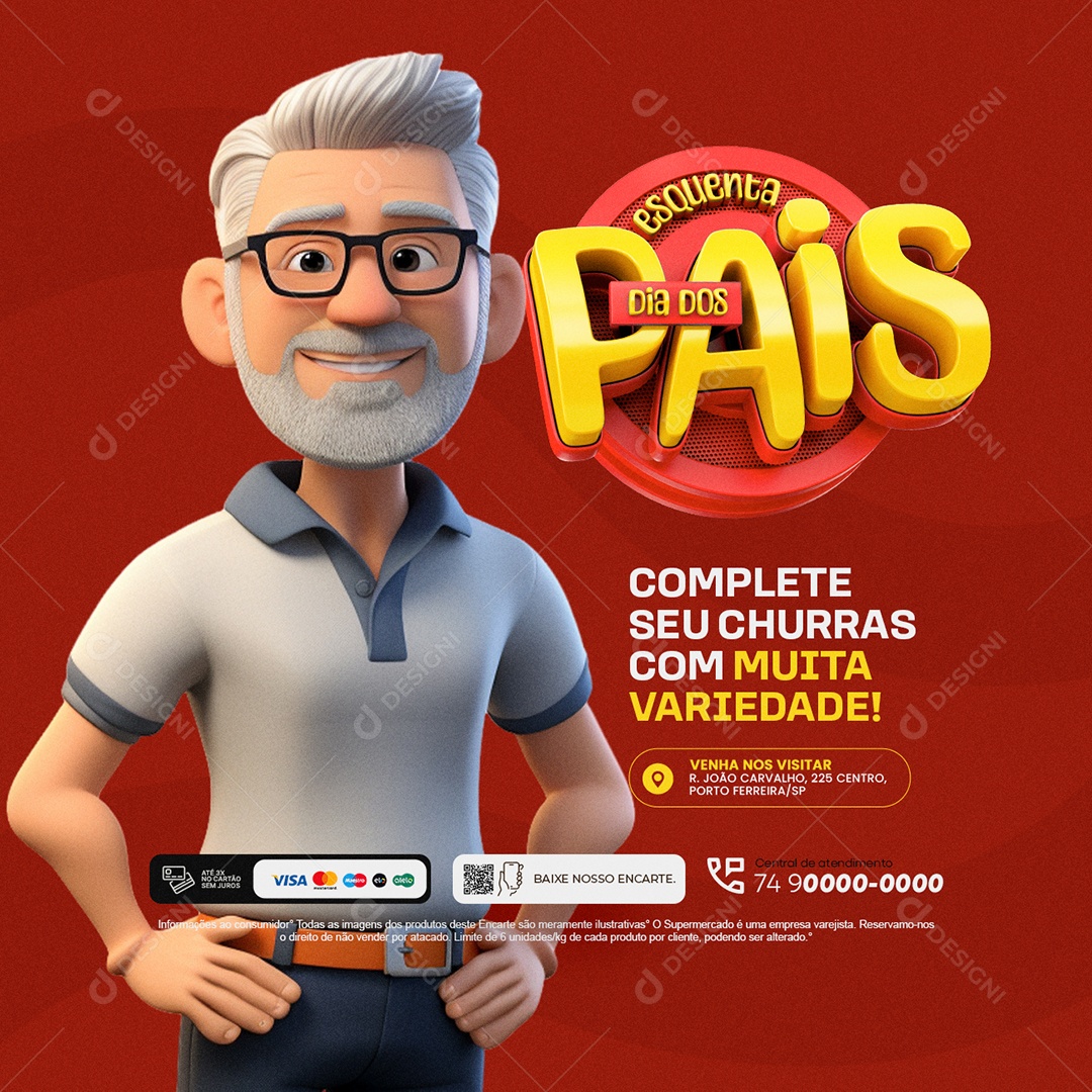 Açougue Esquenta Dia dos Pais Complete seu Churras Social Media PSD Editável