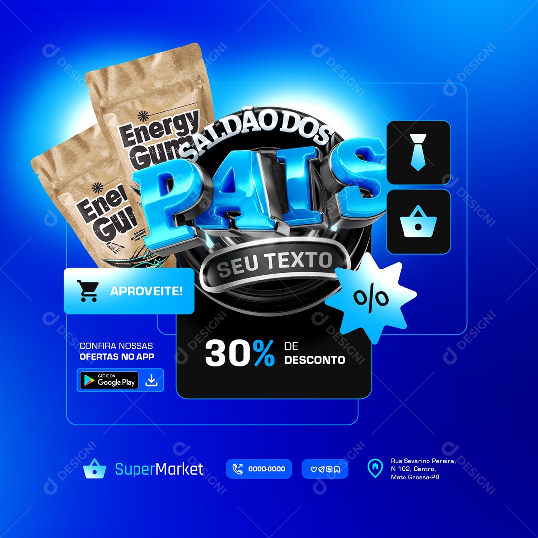 Supermercado Saldão dos Pais Social Media PSD Editável