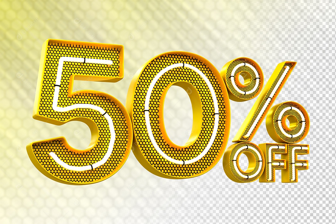 Desconto 50% OFF e LED Elemento 3D para Composição PSD