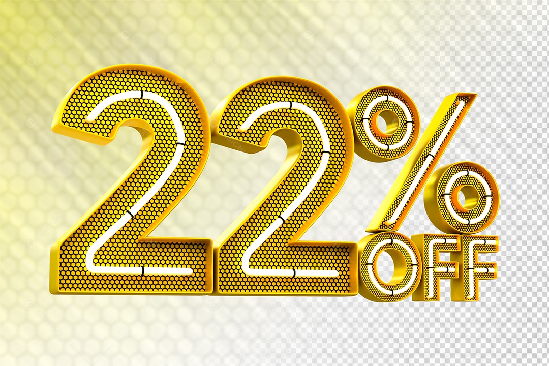 Desconto 22% OFF e LED Elemento 3D para Composição PSD