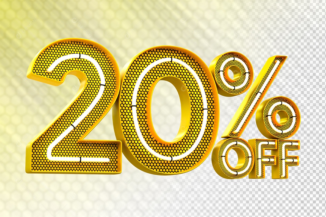 Desconto 20% OFF e LED Elemento 3D para Composição PSD