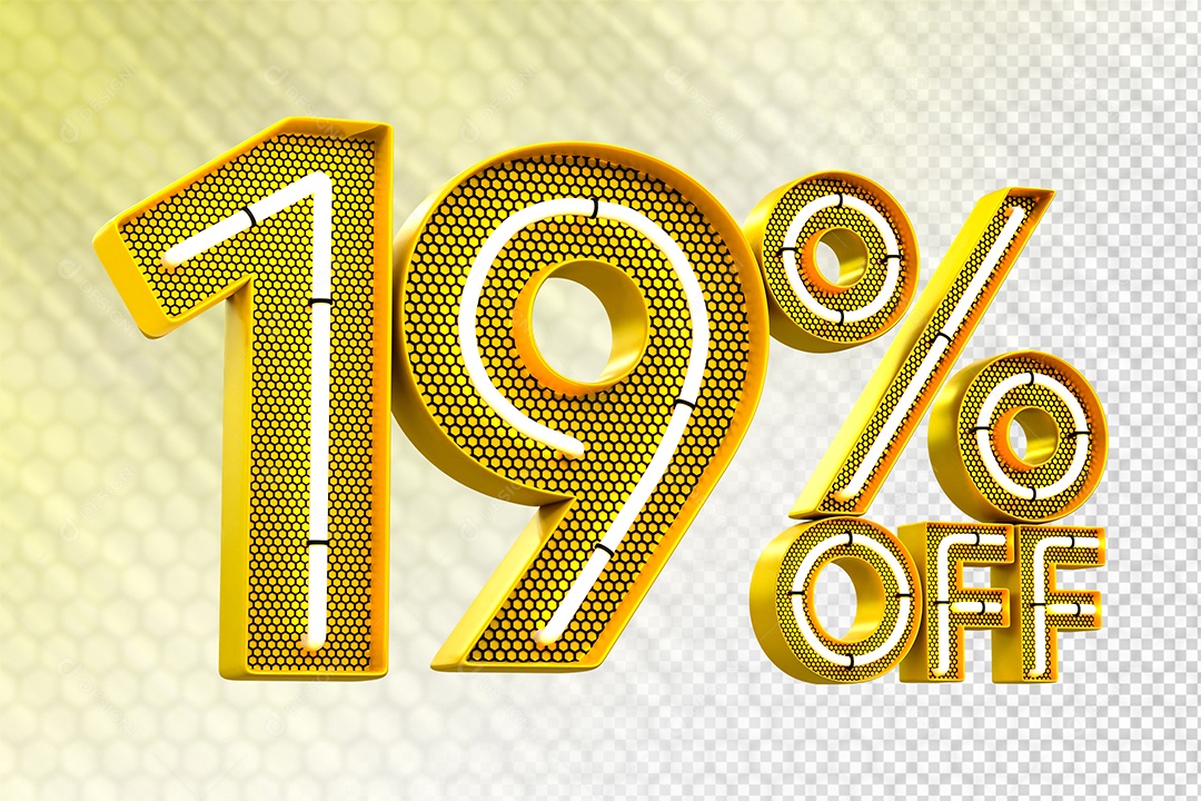 Desconto 19% OFF e LED Elemento 3D para Composição PSD