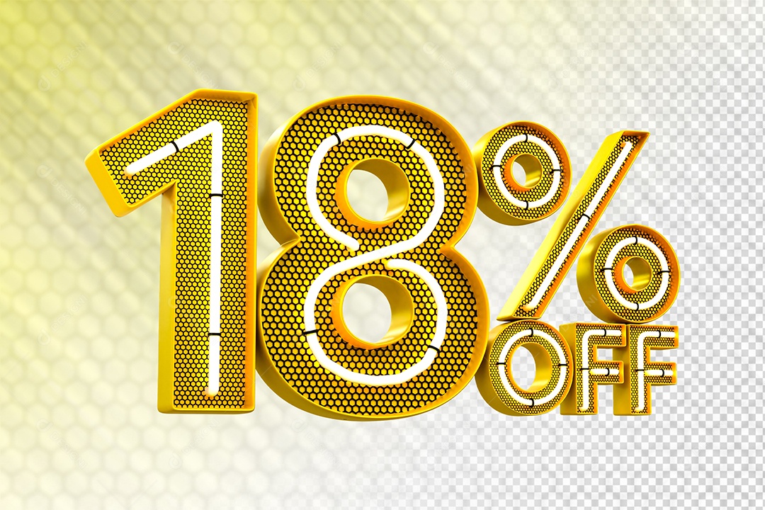 Desconto 18% OFF e LED Elemento 3D para Composição PSD