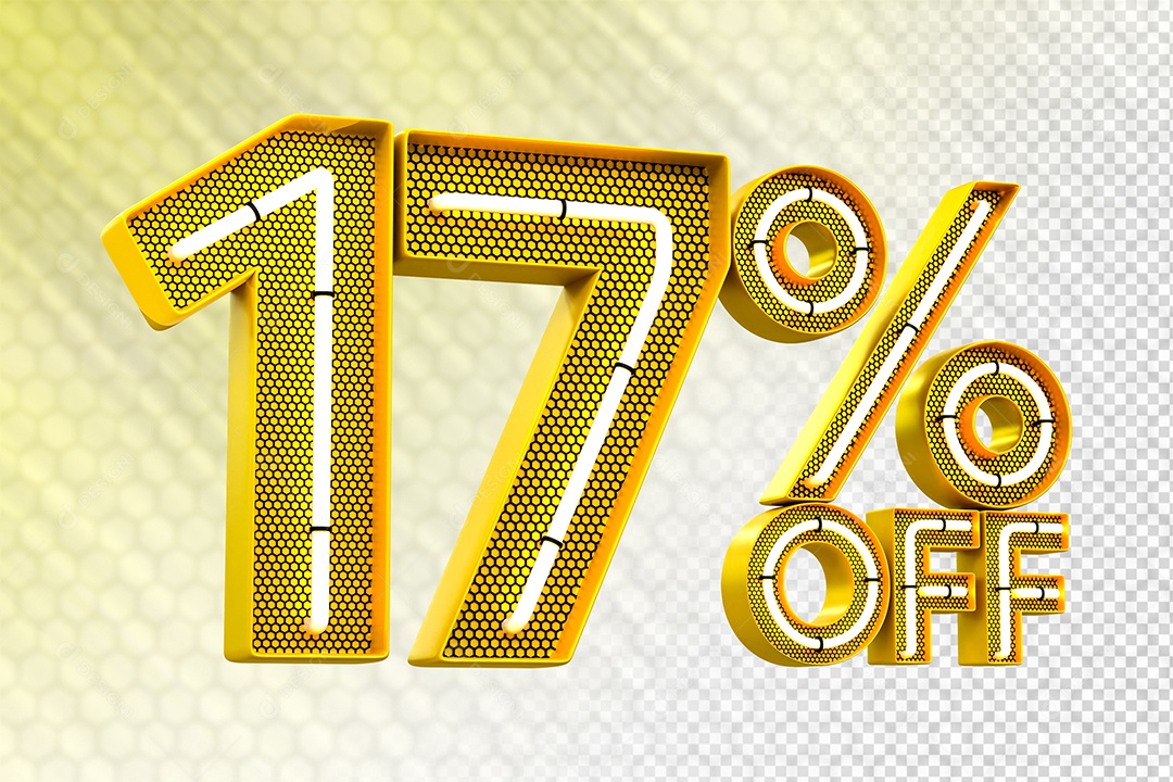 Desconto 17% OFF e LED Elemento 3D para Composição PSD