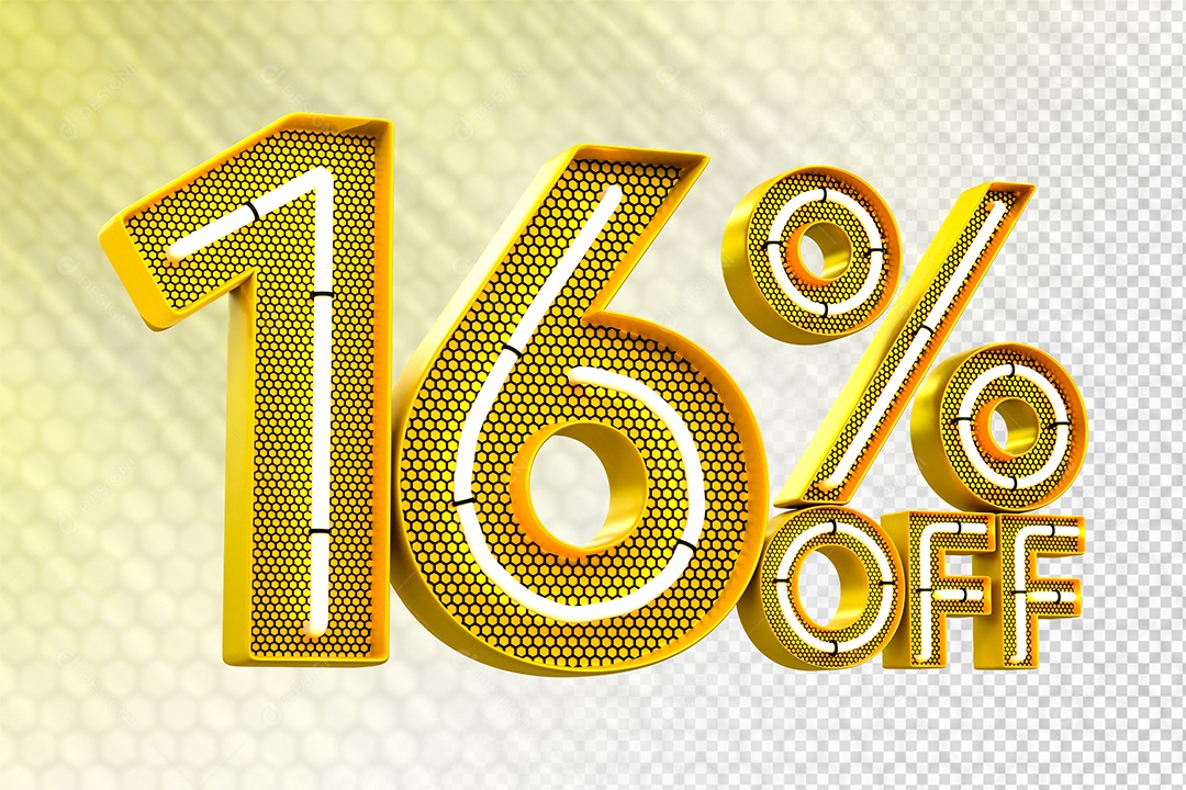 Desconto 16% OFF e LED Elemento 3D para Composição PSD