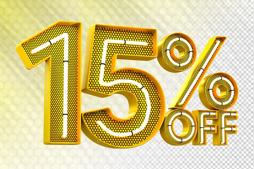 Desconto 15% OFF e LED Elemento 3D para Composição PSD