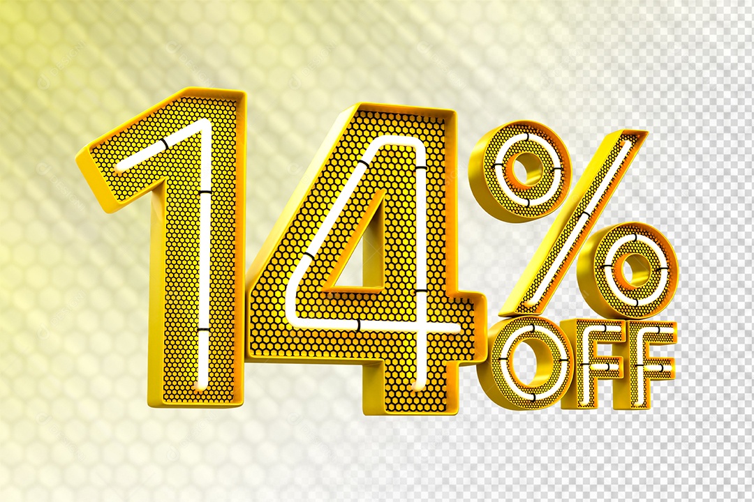 Desconto 14% OFF e LED Elemento 3D para Composição PSD