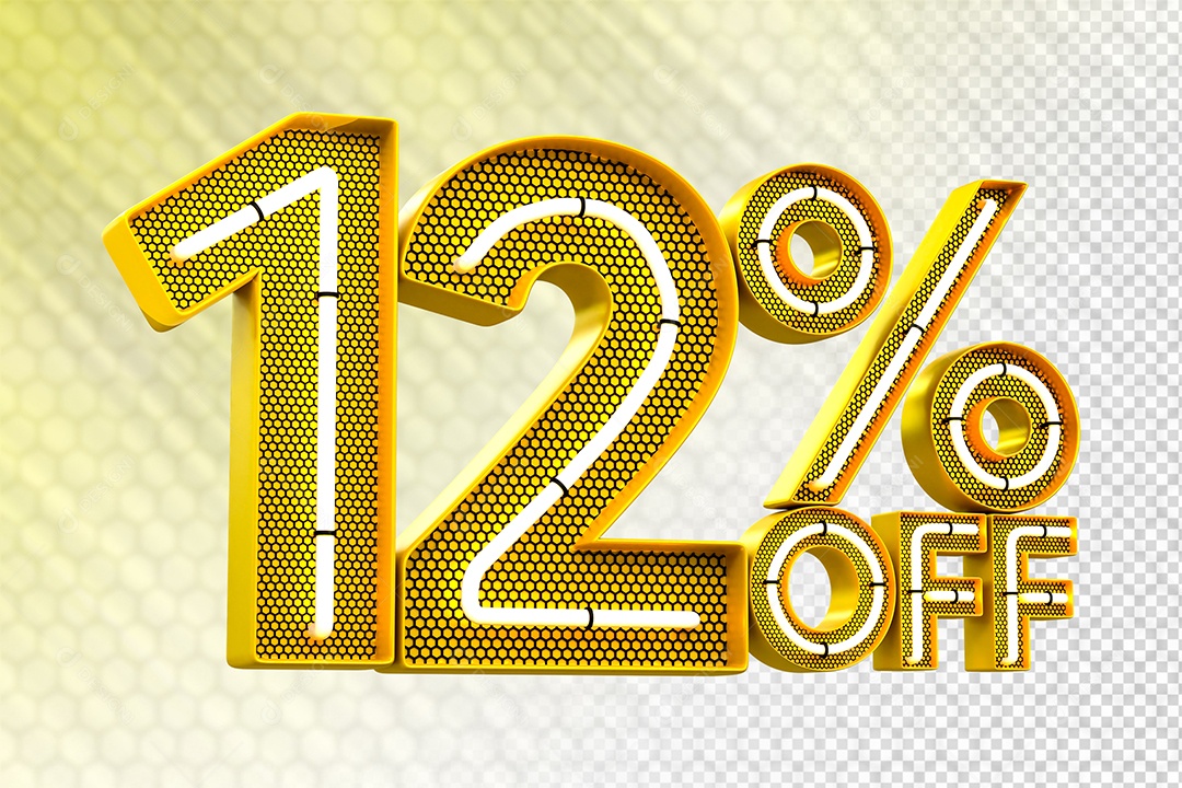 Desconto 12% OFF e LED Elemento 3D para Composição PSD