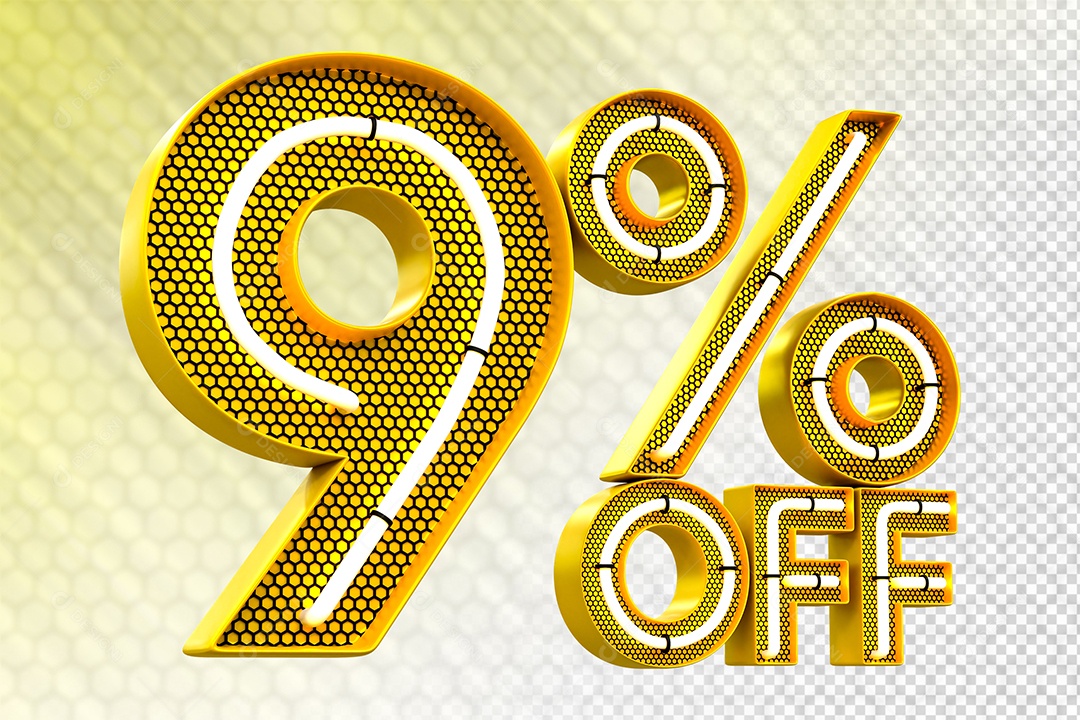 Desconto 9% OFF e LED Elemento 3D para Composição PSD