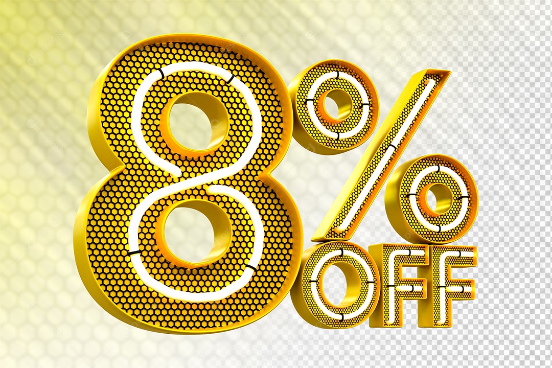 Desconto 8% OFF e LED Elemento 3D para Composição PSD