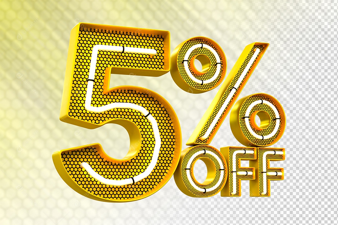 Desconto 5% OFF e LED Elemento 3D para Composição PSD