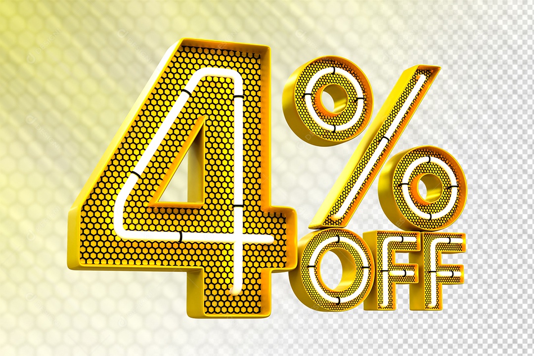 Desconto 4% OFF e LED Elemento 3D para Composição PSD