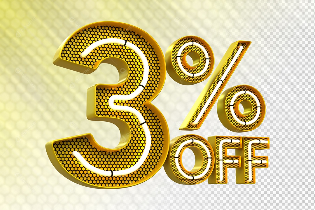 Desconto 3% OFF e LED Elemento 3D para Composição PSD