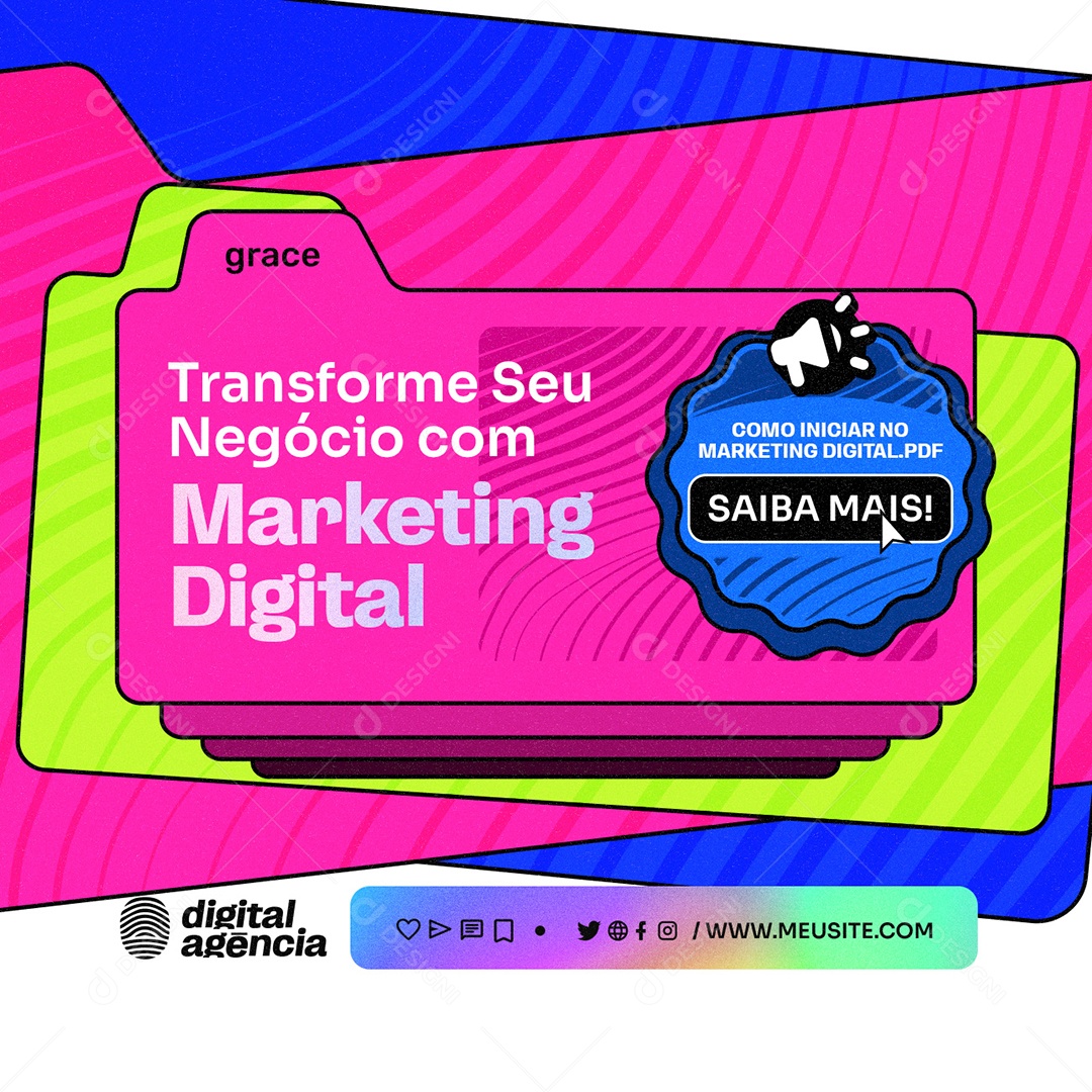 Transforme seu Negócio com Marketing Digital Social Media PSD Editável