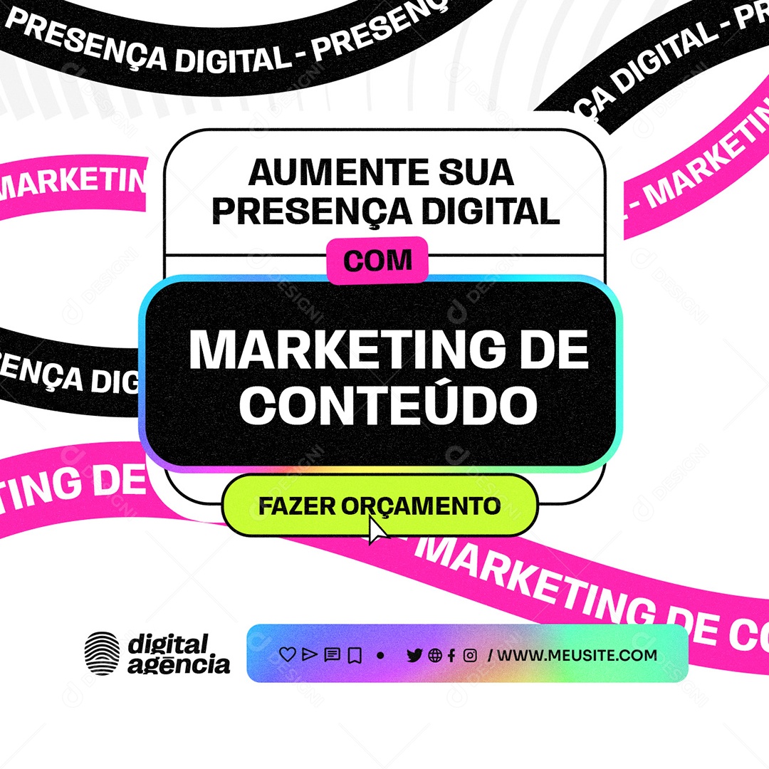 Marketing Digital Aumente sua Presença Digital Social Media PSD Editável