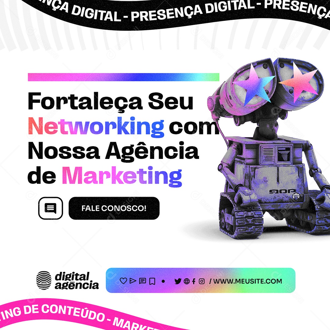 Marketing Digital Fortaleça seu Networking Social Media PSD Editável