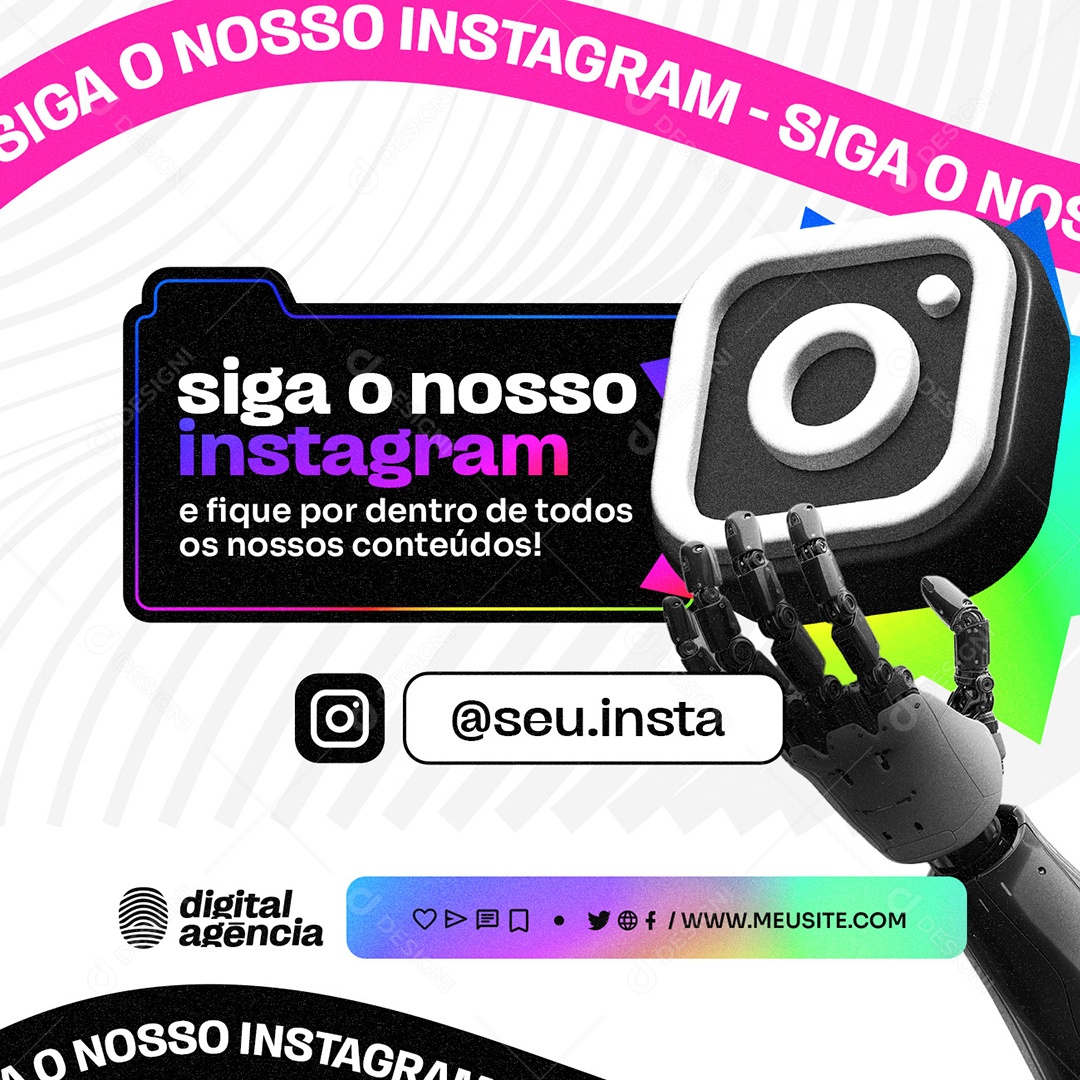 Marketing Digital Siga o Nosso Instagram Social Media PSD Editável